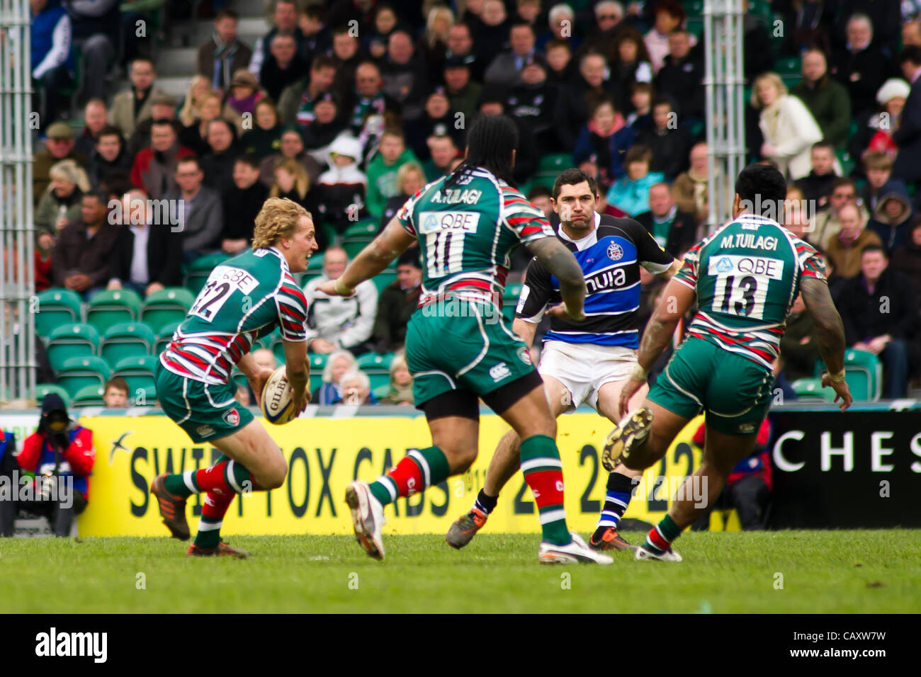 21.04.2012 Leicester, England. Leicester Tigers v Bath Rugby. Billy ...