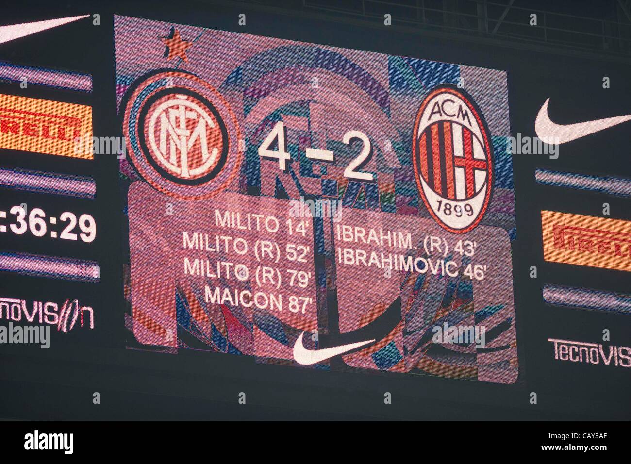 The scoreboard, MAY 6, 2012 Football / Soccer Italian "Serie A