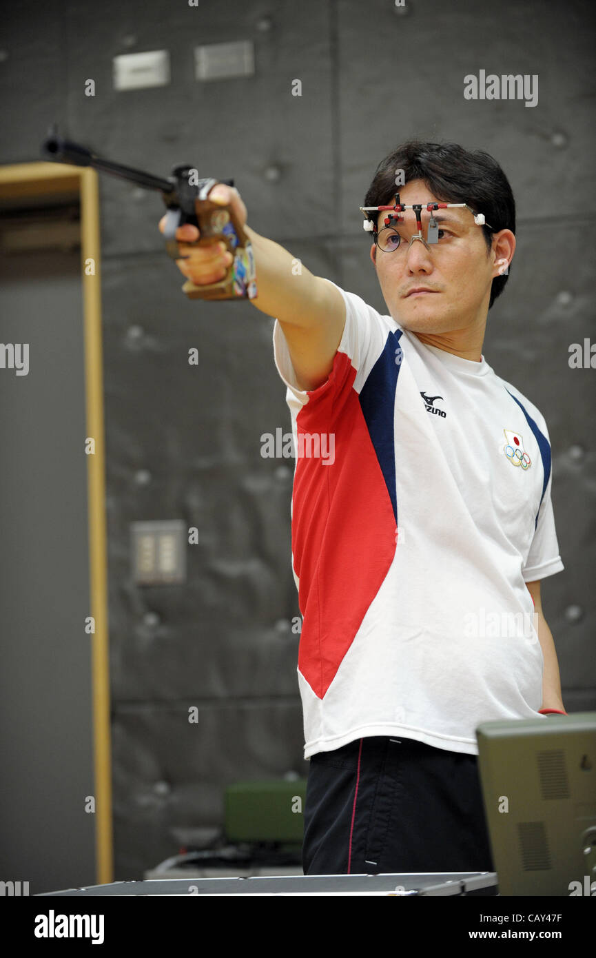 Tomoyuki Matsuda (JPN), MAY 7, 2012 - Shooting : Tomoyuki Matsuda open the practice for press at Japan Sports Institute of Science in Itabashi, Japan. (Photo by Atsushi Tomura /AFLO SPORT) [1035] Stock Photo