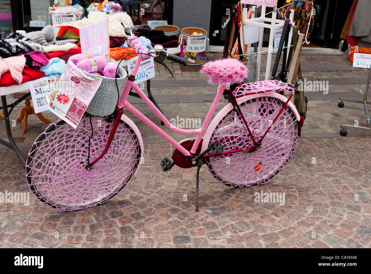 Giro mania. Bike with knitwork. Stock Photo