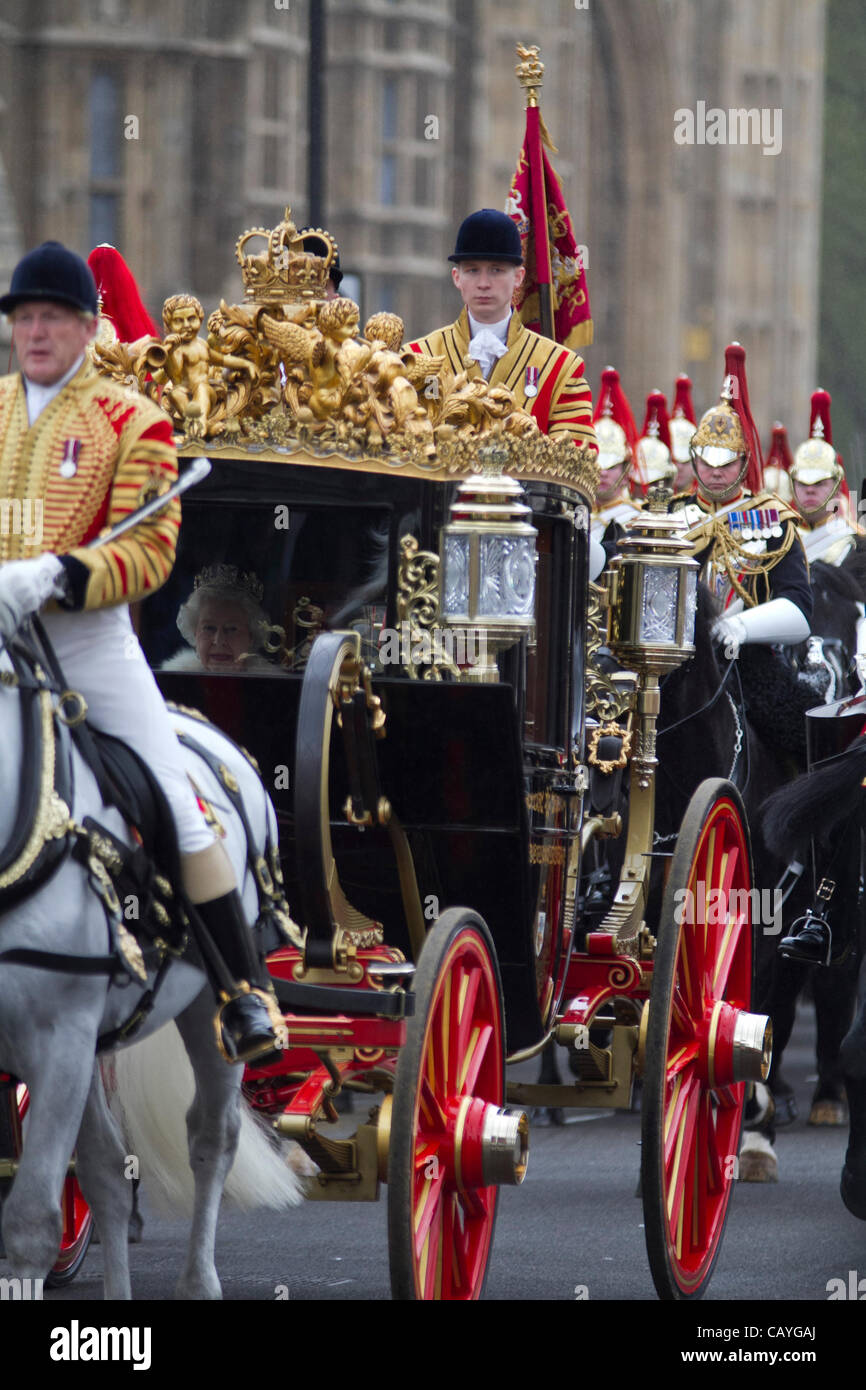 London, UK. 09 May 2012. Royal carriage heads to the House of Lords ...