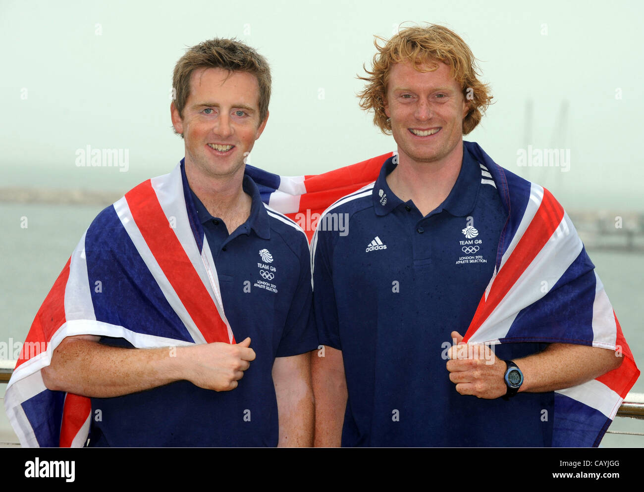 The last Olympic sailors selected for Team GB announced today at Portland, Dorset. Stevie Morrison and Ben Rhodes thrilled to be sailing in the 49ER Class. 12/05/2012 PICTURE BY: DORSET MEDIA SERVICE. Stock Photo