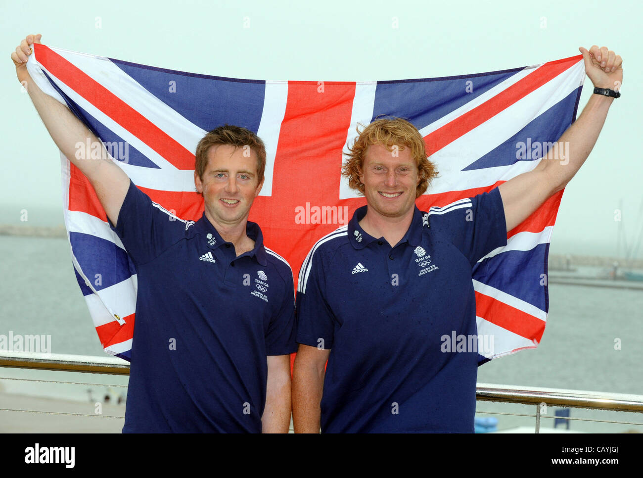 The last Olympic sailors selected for Team GB announced today at Portland, Dorset. Stevie Morrison and Ben Rhodes thrilled to be sailing in the 49ER Class. 12/05/2012 PICTURE BY: DORSET MEDIA SERVICE. Stock Photo