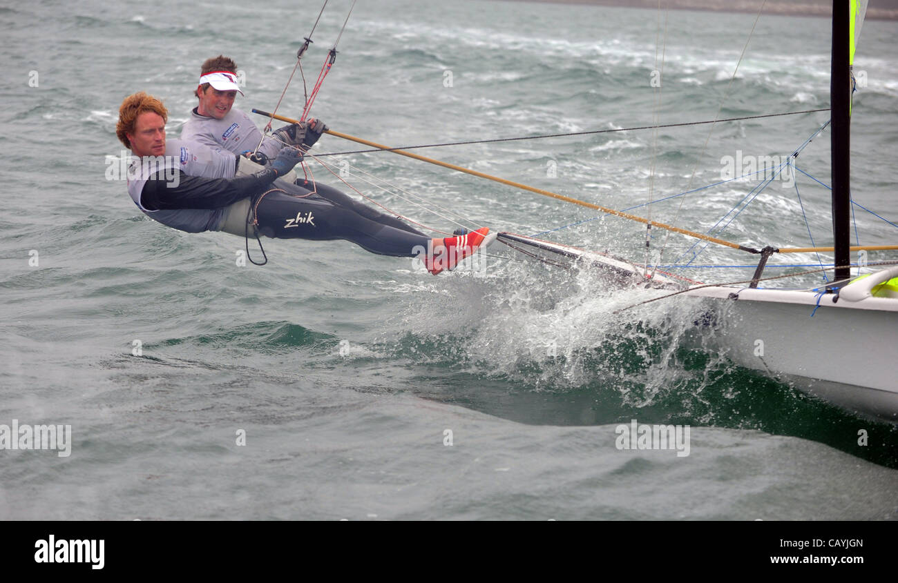 The last Olympic sailors selected for Team GB announced today at Portland, Dorset. Stevie Morrison, helm and Ben Rhodes thrilled to be sailing in the 49ER Class. 12/05/2012 PICTURE BY: DORSET MEDIA SERVICE. Stock Photo