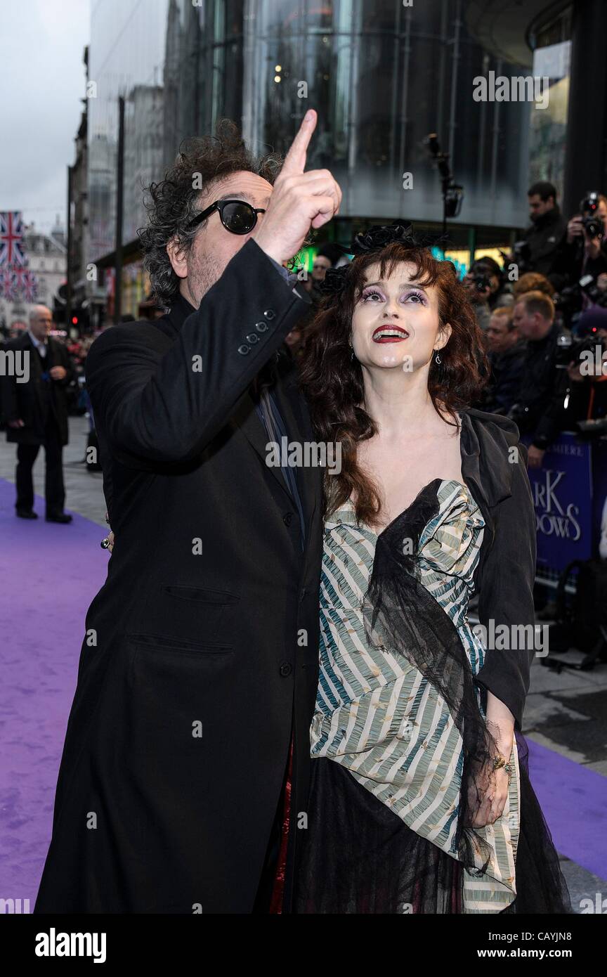 Director Tim Burton attends the European Premiere of Dark Shadows with his actress wife Helena Bonham-Carter at The Empire, Leicester Square on  9th May 2012. Persons pictured: Helena Bonham-Carter, Tim Burton. Picture by Julie Edwards Stock Photo