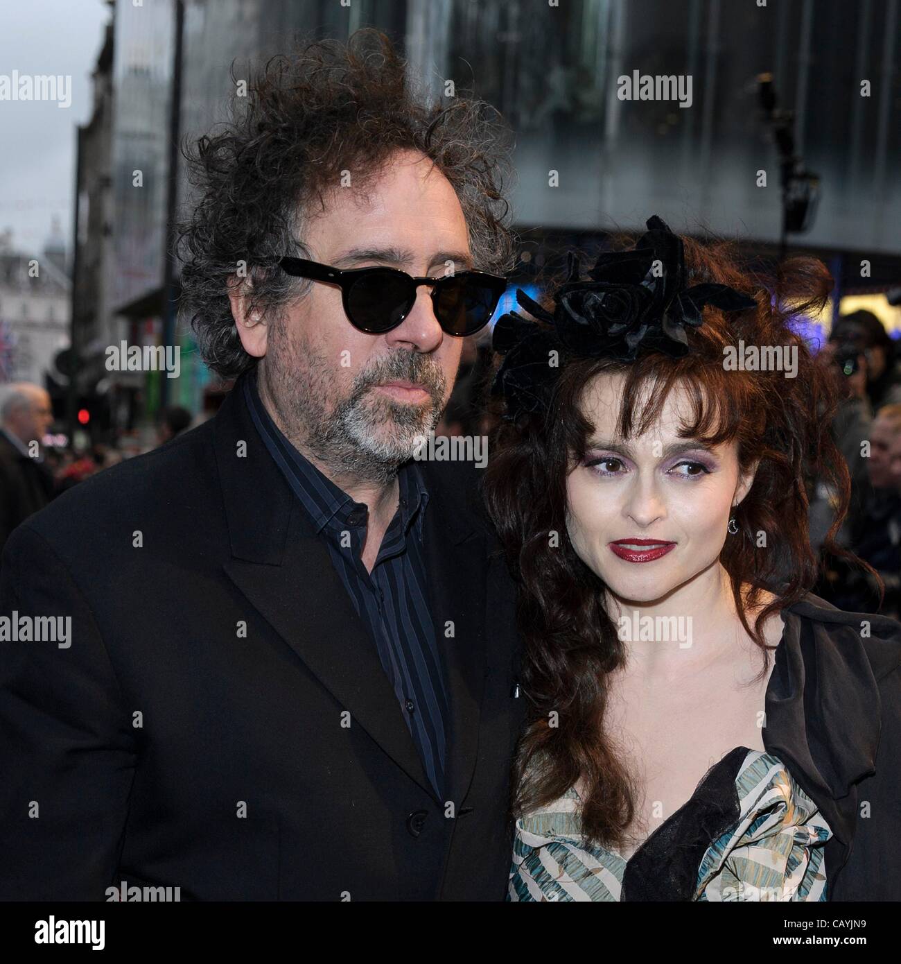 Director Tim Burton attends the European Premiere of Dark Shadows with his actress wife Helena Bonham-Carter at The Empire, Leicester Square on  9th May 2012. Persons pictured: Helena Bonham-Carter, Tim Burton. Picture by Julie Edwards Stock Photo