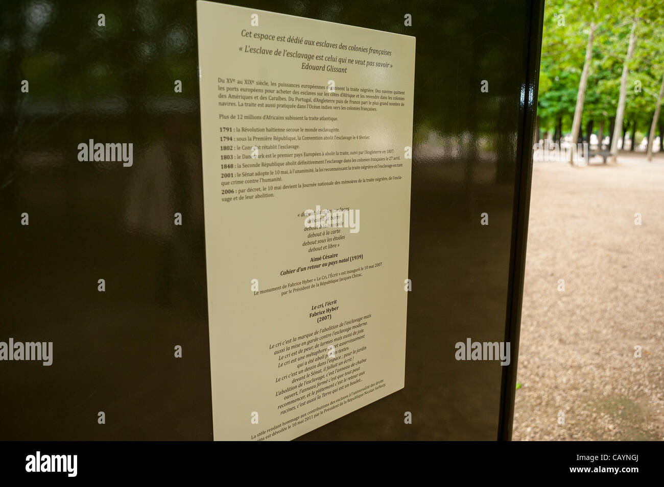 Paris, France, Ceremony of the End of Slavery, memorial Plaque