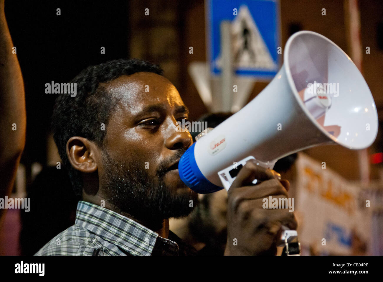 Ethiopians take part in the social justice demonstration demanding an end to what they claim is racial discrimination against them in Israeli society. Jerusalem, Israel. 12-May-2012. Stock Photo