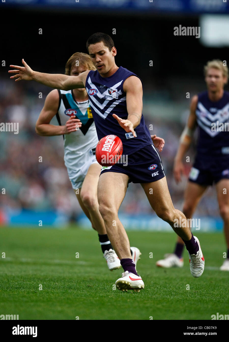 13.05.2012 Subiaco, Australia. Fremantle v Port Adelaide. Greg Broughton in action during the Round 7 game played at Patersons Stadium. Stock Photo