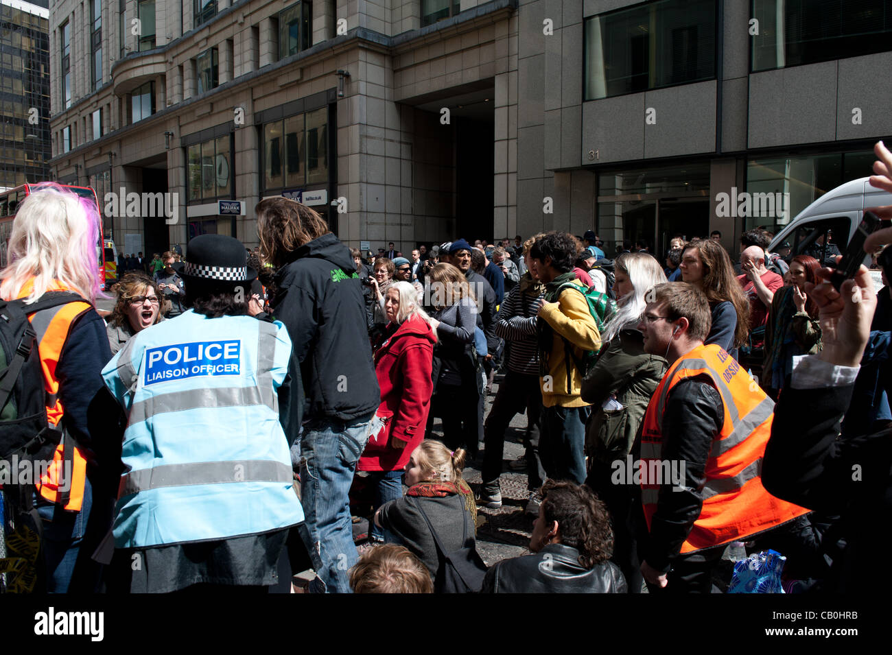 Angry protesters gather outside hi-res stock photography and images - Alamy