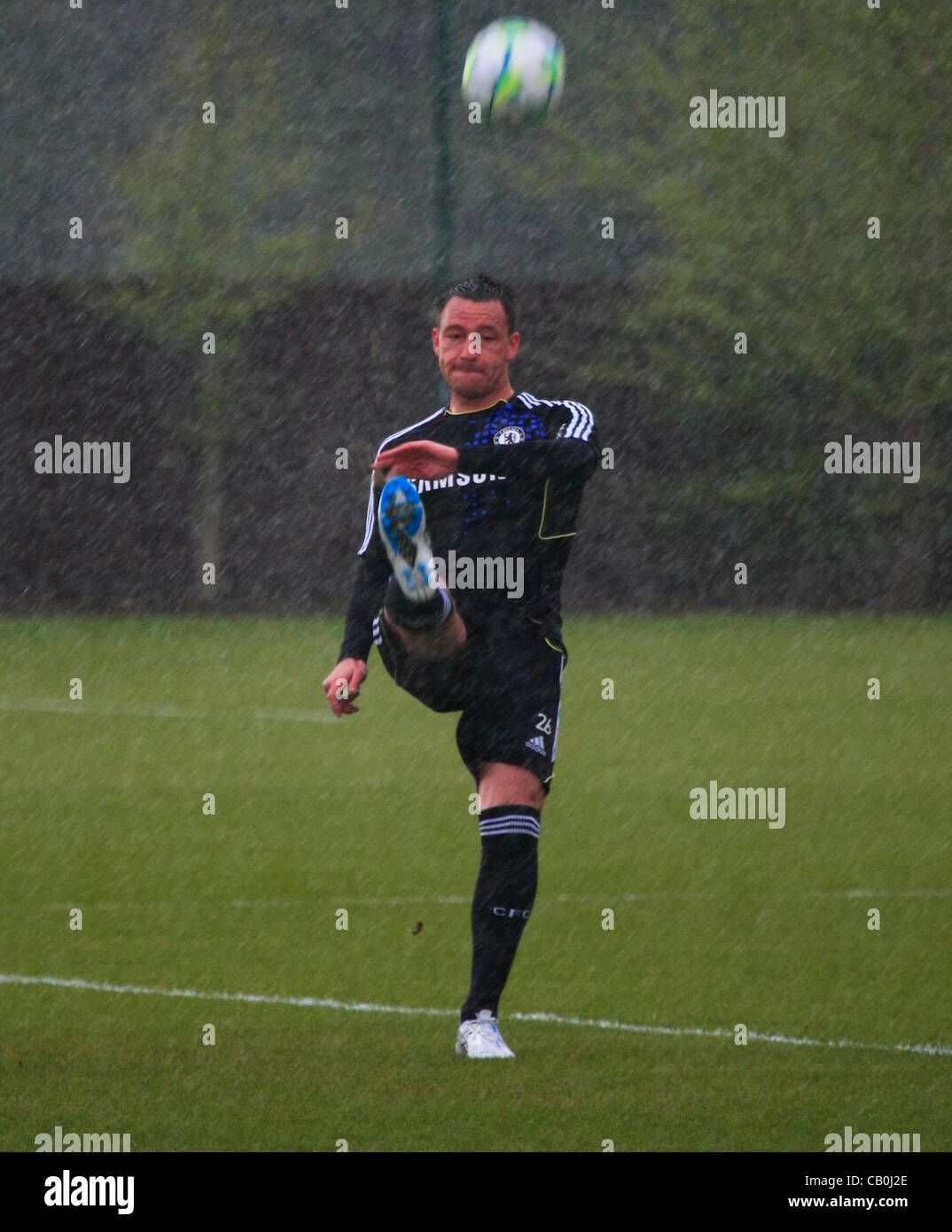 Chelsea Football Club players train at their Cobham training facility