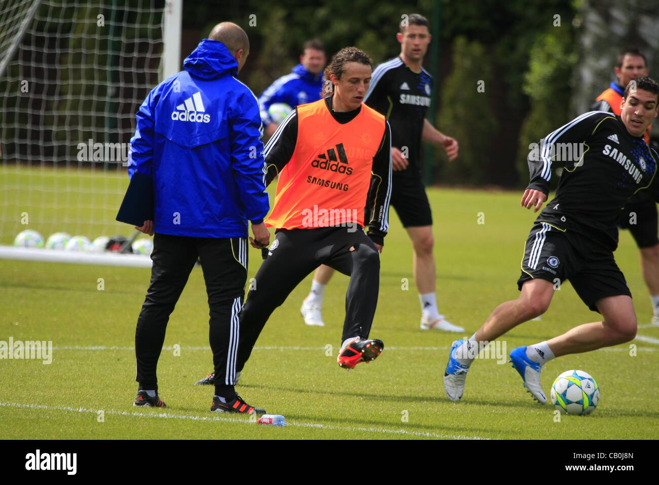 Chelsea Football Club players train at their Cobham training facility