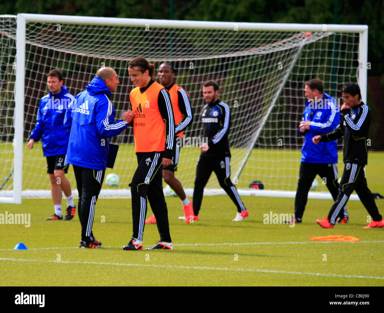 Chelsea Football Club players train at their Cobham training facility