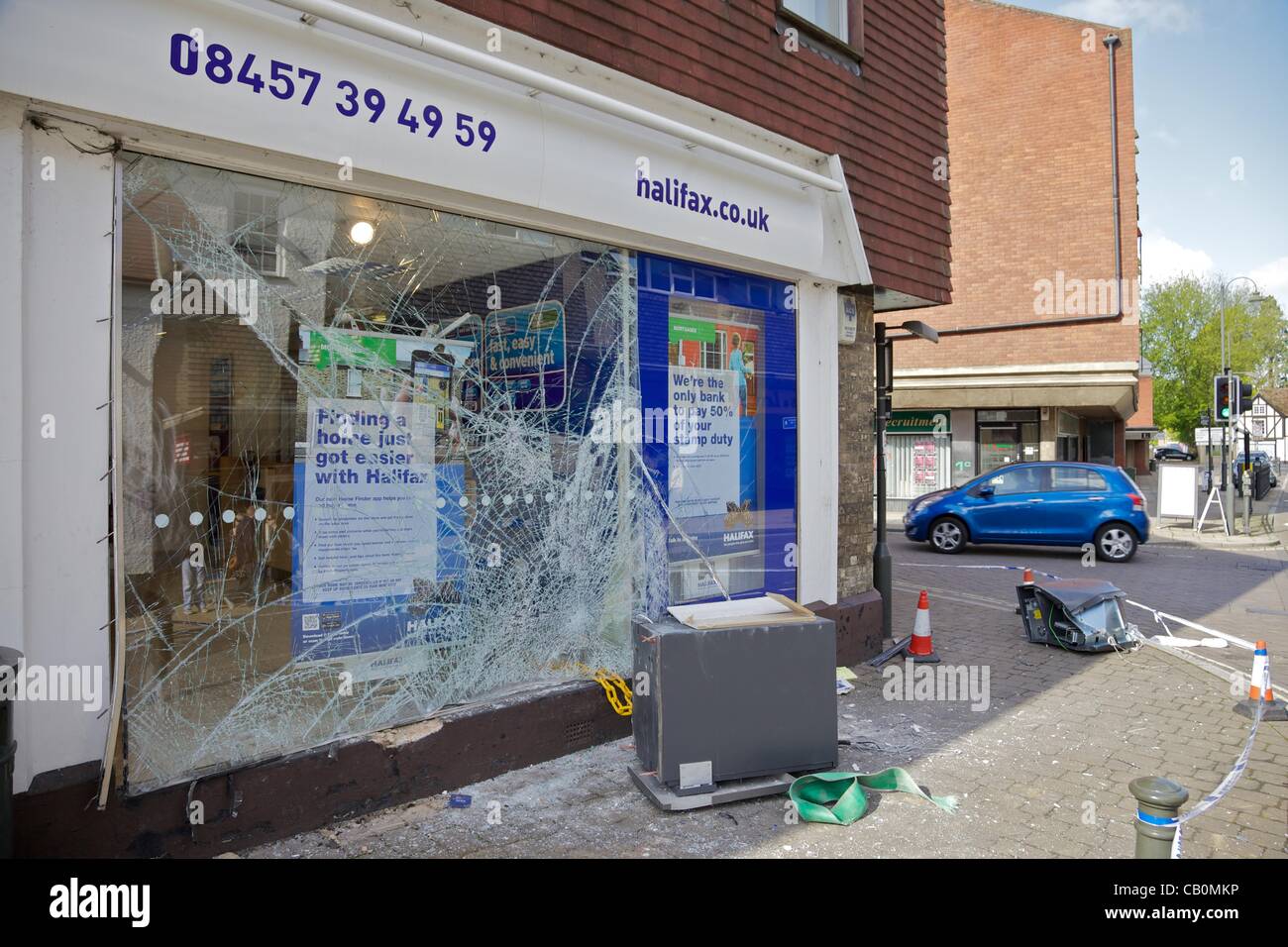A branch of the Halifax bank, after an attempted Ram Raid robbery