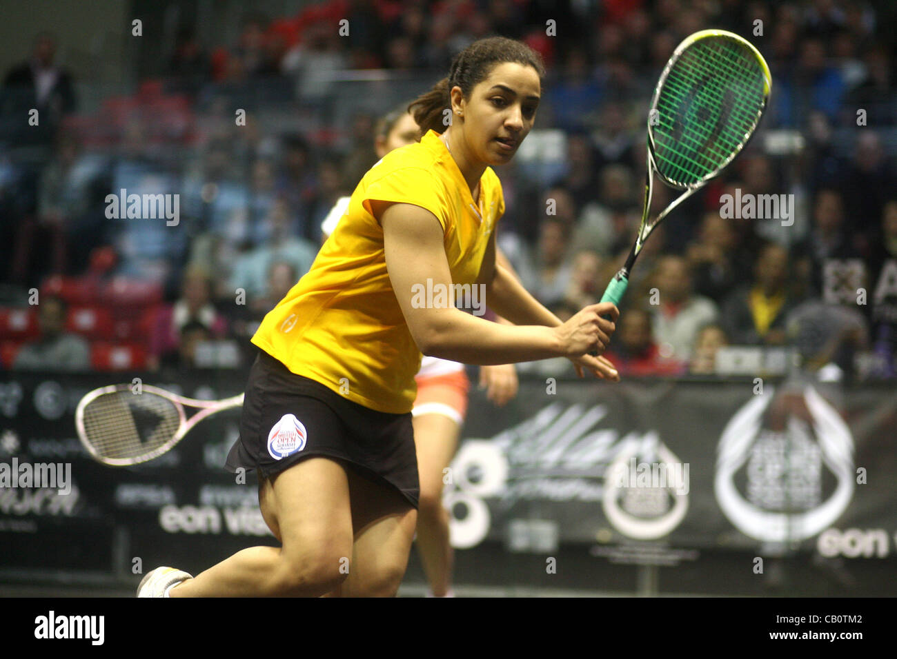 16.05.2012 The O2, London, England. Raneem El Weleily (EGY) in action  against Dipika Pallikal (IND) in their second round match of the British  Open played at the O2 arena Stock Photo - Alamy
