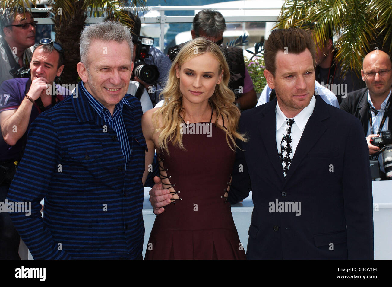 CANNES, FRANCE - MAY 16: (L-R) Jurors Jean Paul Gaultier, Diane Kruger and Ewan MAC GREGOR. Stock Photo