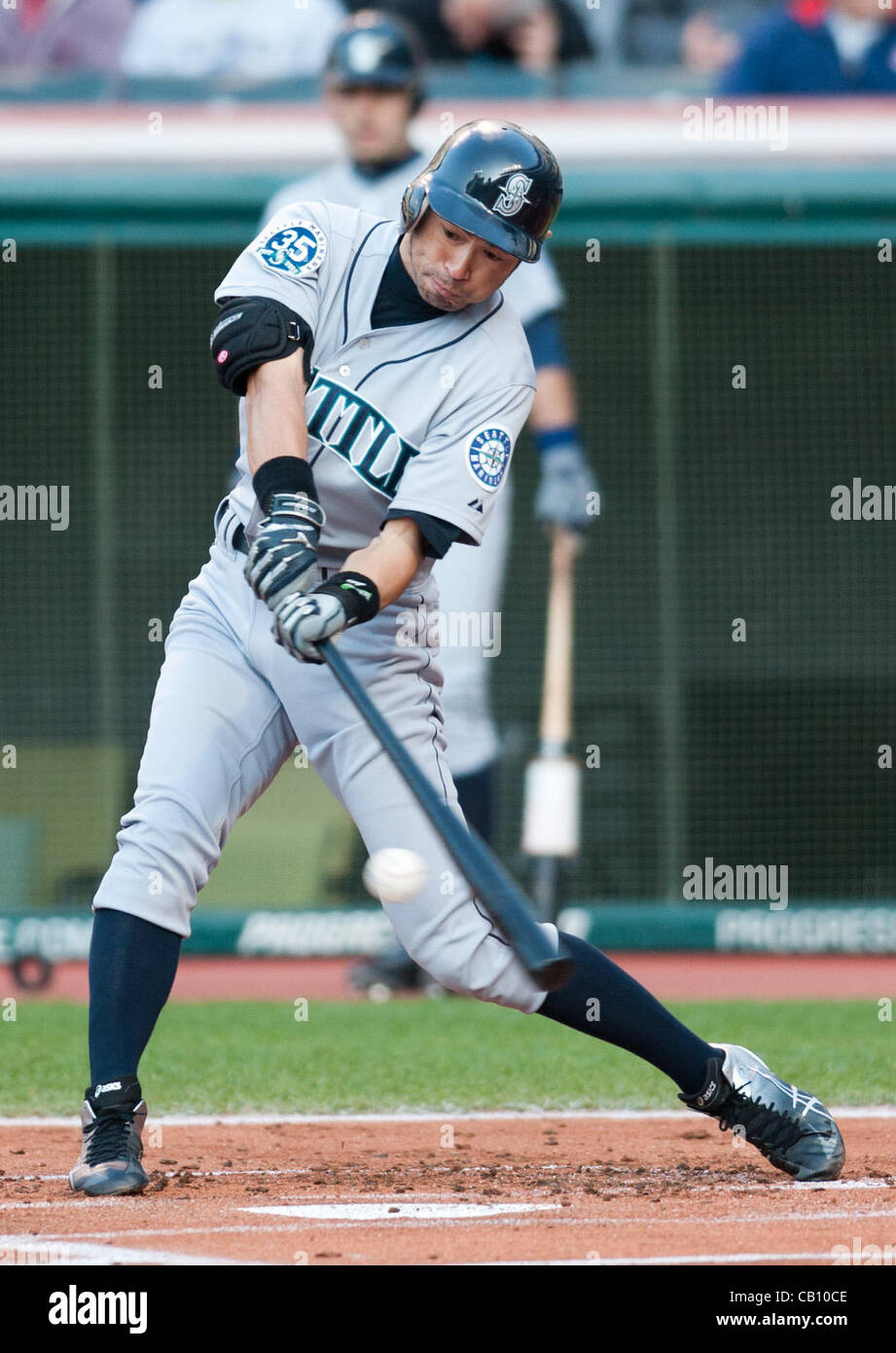 CLEVELAND, OH USA MAY 16 Seattle Mariners right fielder Ichiro Suzuki (51) bats during the
