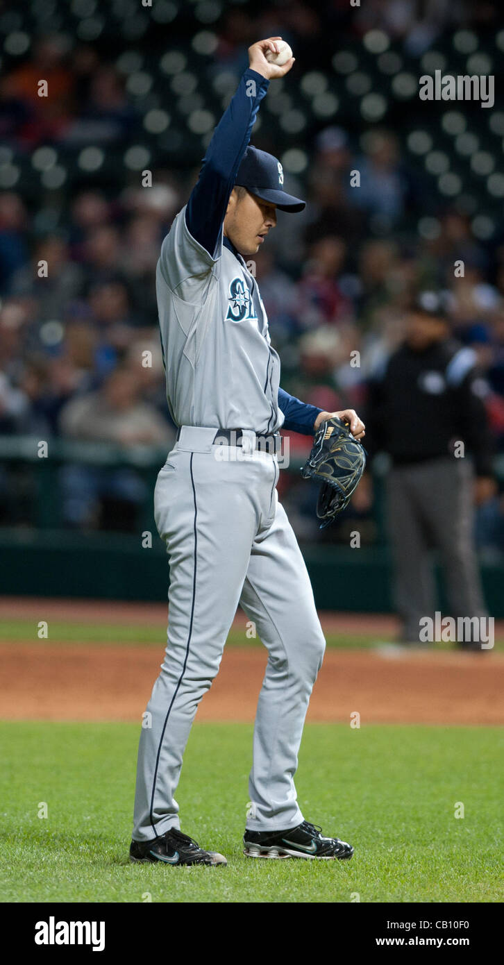 CLEVELAND, OH USA - MAY 16:  Seattle Mariners relief pitcher Hisashi Iwakuma  at Progressive Field in Cleveland, OH, USA on Wednesday, May 16, 2012. Stock Photo