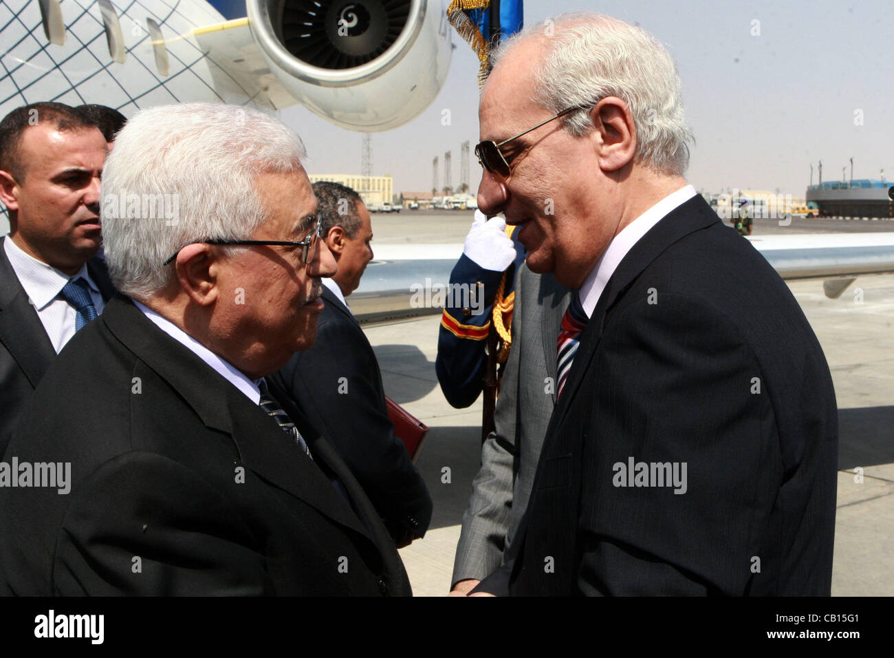 Cairo, Egypt - Palestinian President, Mahmoud Abbas (Abu Mazen) arrives to cairo, Egypt, on May 18, 2012  (Credit Image:  Thaer Ganaim/APA Images/ZUMAPRESS.com) Stock Photo