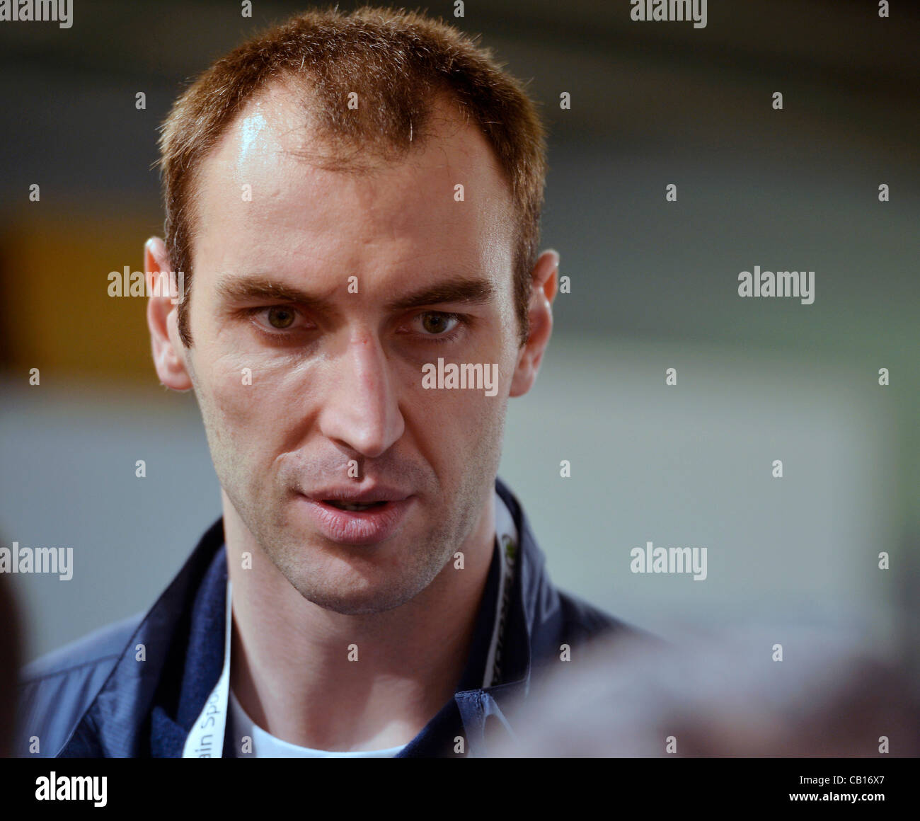 Slovak ice hockey team player Zdeno Chara speaks to journalists prior