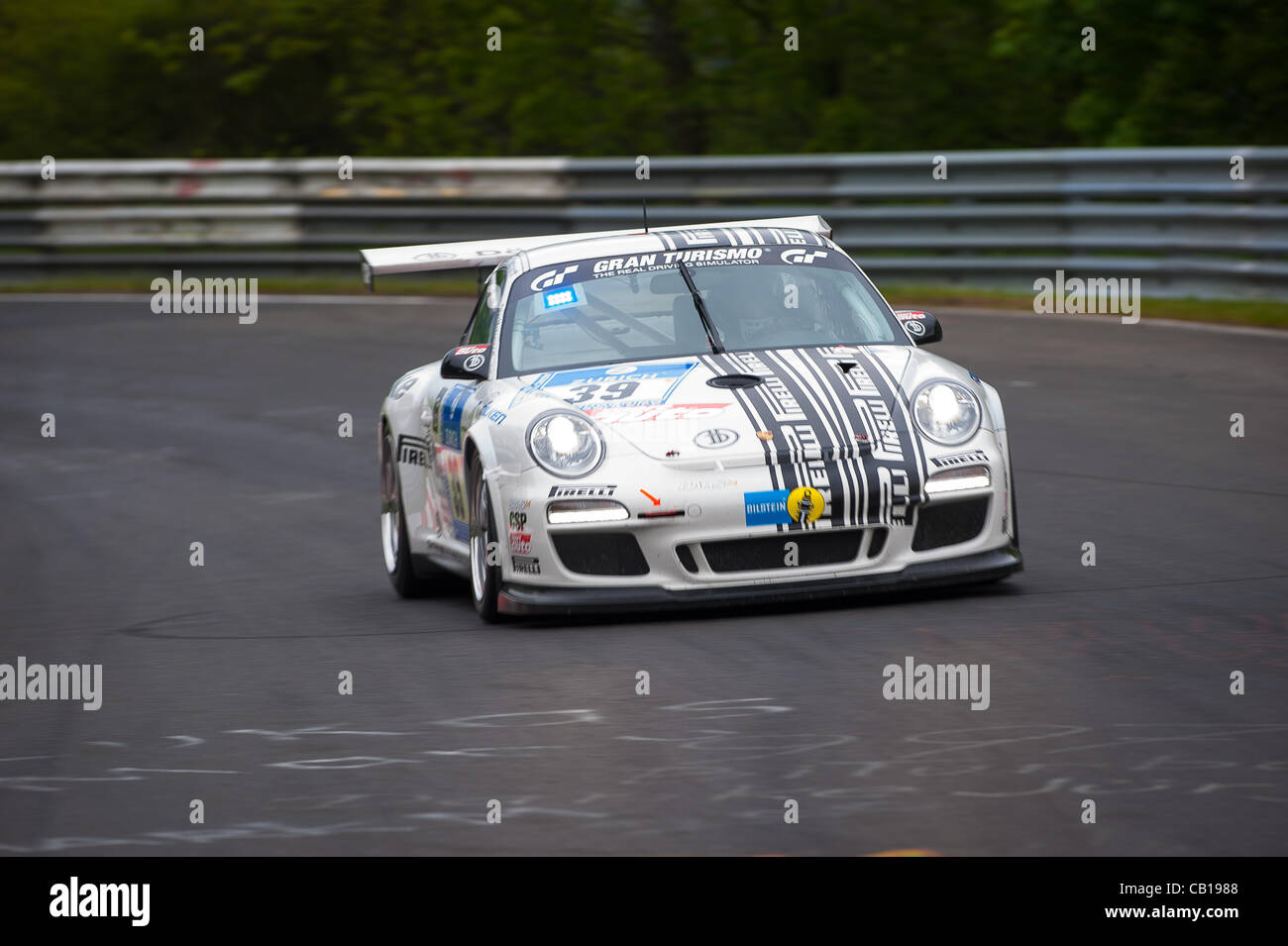 Christian Gebhardt (GER) / Markus Grossmann (GER) / Timo Kluck (GER) driving the #33 SP7 Dorr Motorsport Porsche 911 GT3 Cup during final top 40 qualifying for the Nurburgring 24 hour race near Nurburg, Germany on May 18, 2012. Photo: Matt Jacques Stock Photo