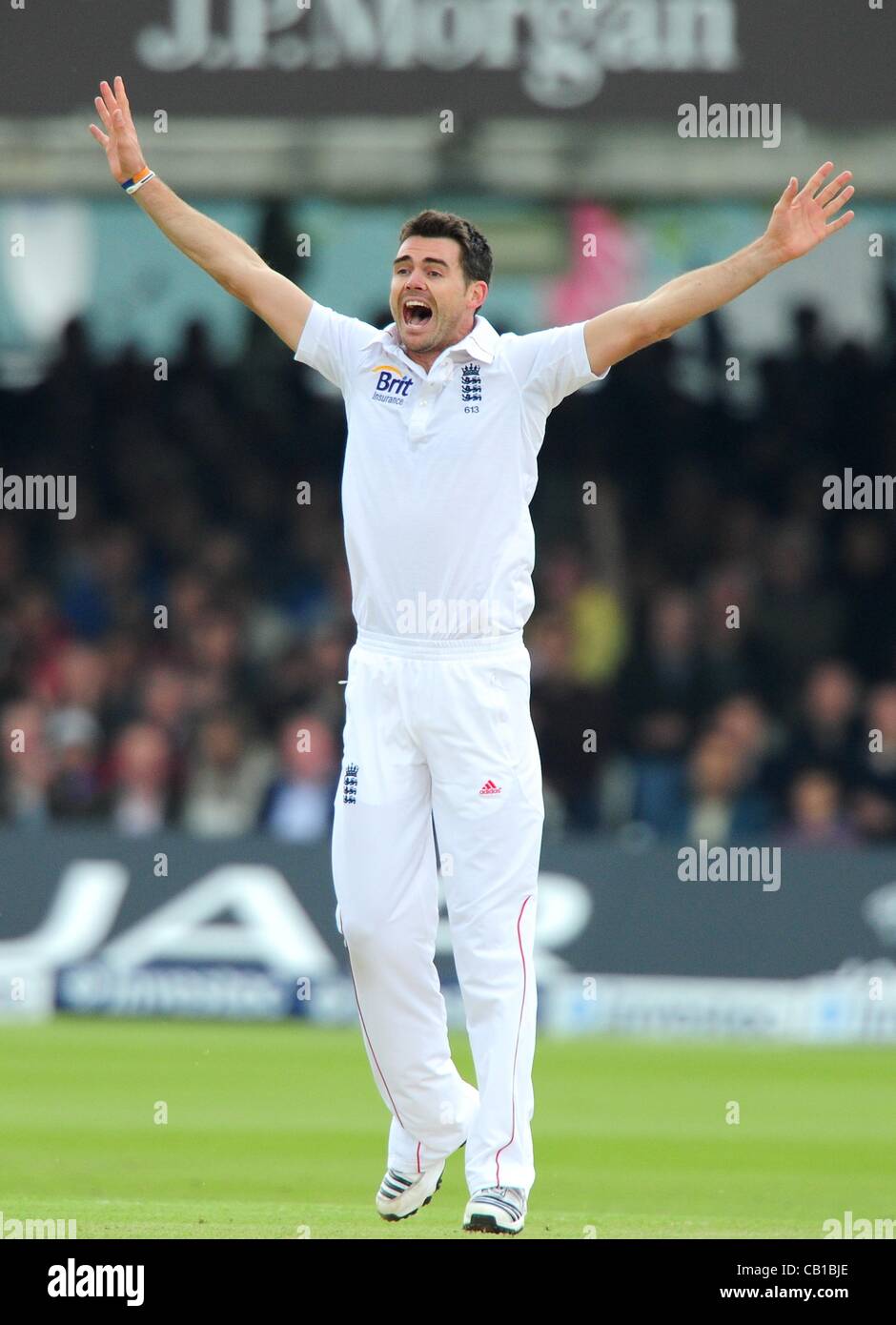19.05.2012 London, England.  Jimmy Anderson in action during the First Test between England and West Indies from Lords. Stock Photo