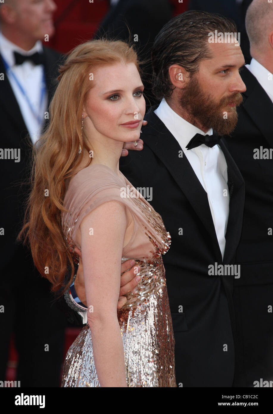 JESSICA CHASTAIN & TOM HARDY LAWLESS PREMIERE CANNES FILM FESTIVAL 2012 PALAIS DES FESTIVAL CANNES FRANCE 19 May 2012 Stock Photo