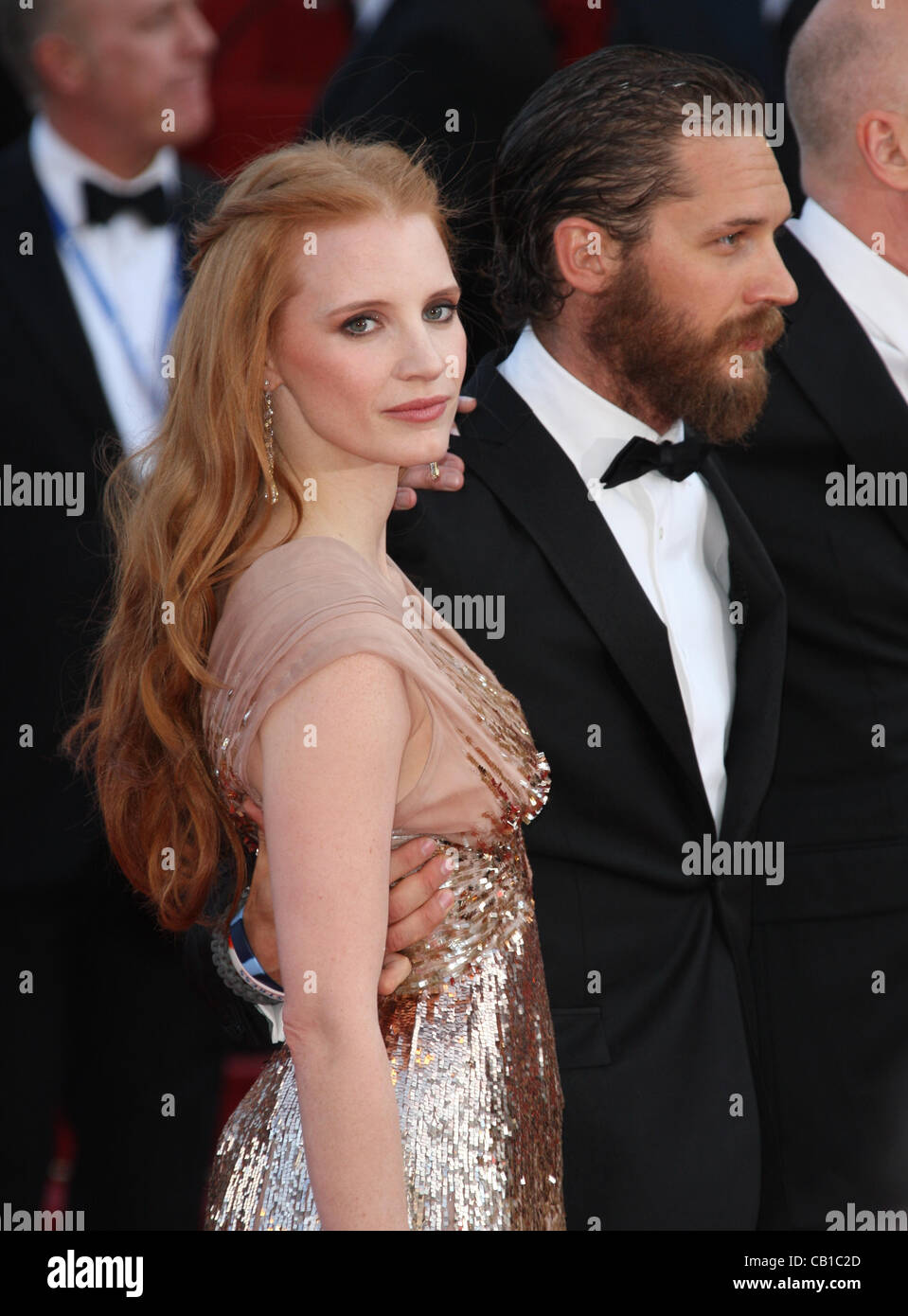 JESSICA CHASTAIN & TOM HARDY LAWLESS PREMIERE CANNES FILM FESTIVAL 2012 PALAIS DES FESTIVAL CANNES FRANCE 19 May 2012 Stock Photo