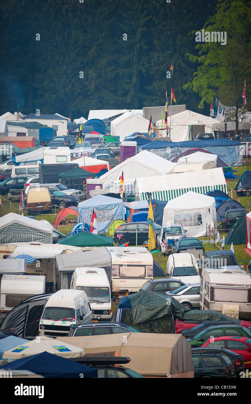 Race fans camping around the Eifel forest region ahead of the Nurburgring 24  Hour endurance race near Nurburg, Germany on May 19, 2012. Photo: Matt  Jacques Stock Photo - Alamy