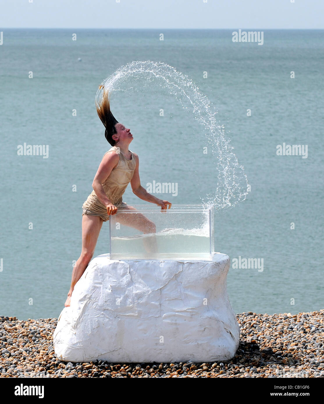 Tilted Productions event called Seasaw. Contemporary dance, performance art and physical theatre perform Brighton Festival UK Stock Photo