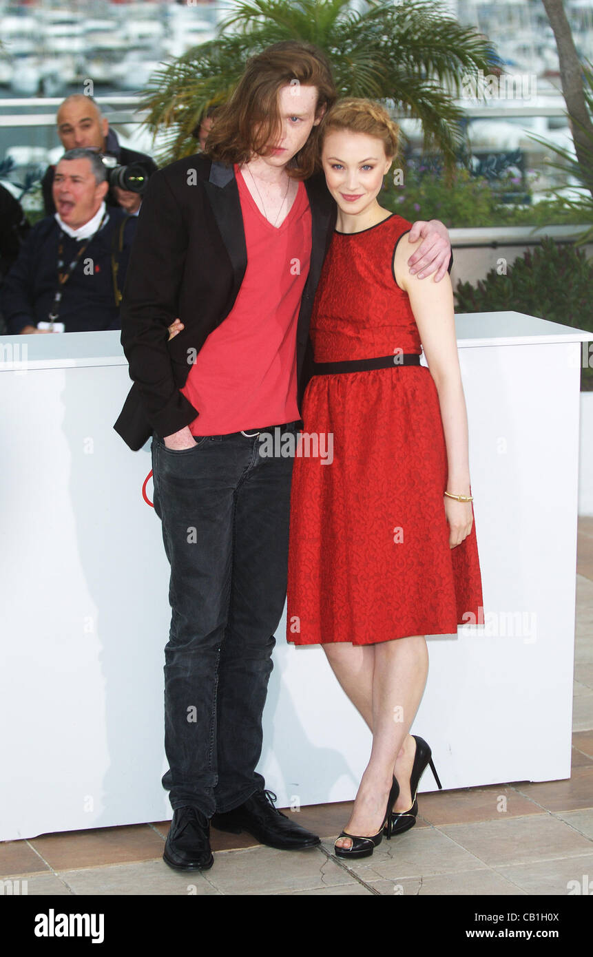 Cannes, France. 20/05/2012. (L-R) Caleb Landry Jones and Sarah Gadon attend the 'Antiviral' Photocall during thr 65th Annual Cannes Film Festival at Palais des Festivals. Stock Photo