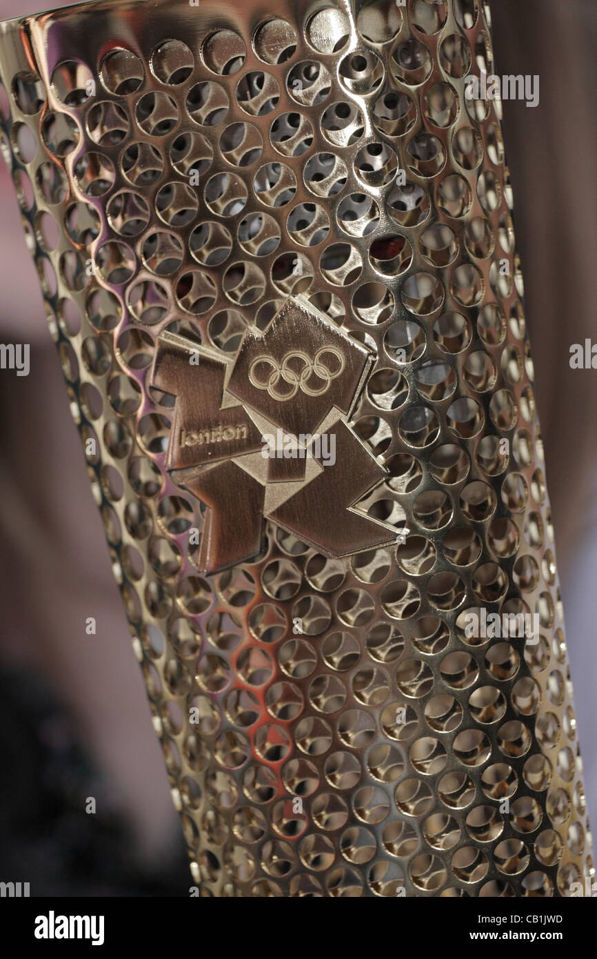 Close up of an Olympic Torch and five rings logo today in the Cathedral ...