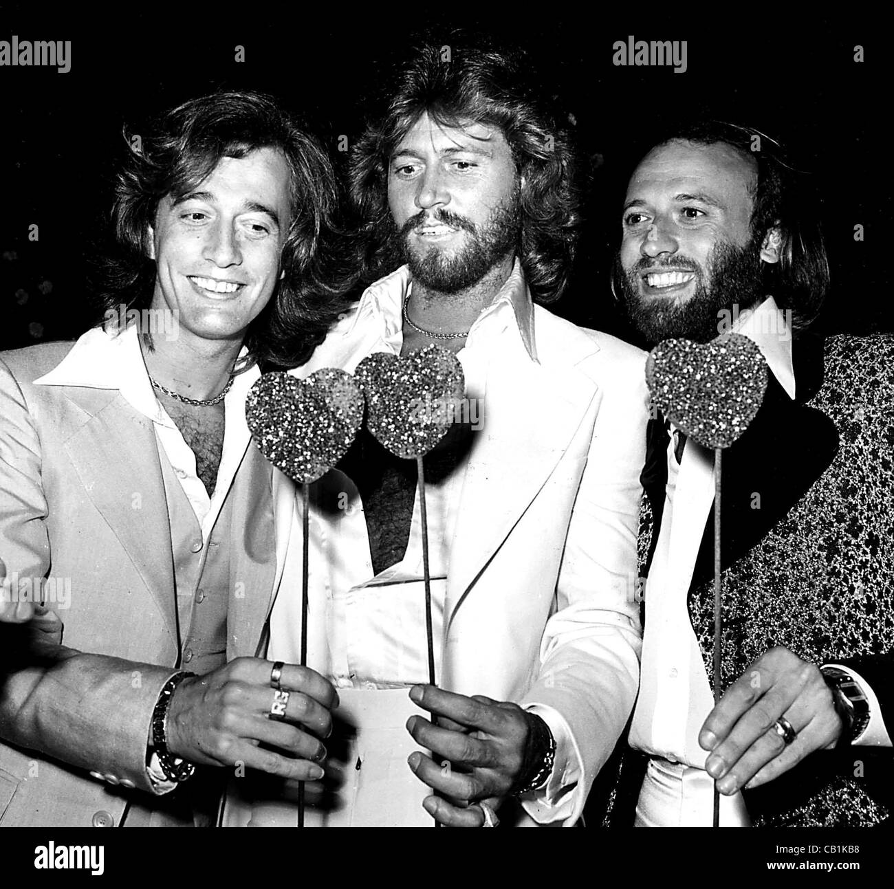 Jan. 1, 2011 - THE BEE GEES.ROBIN, BARRY AND MAURICE GIBB AT THE SGT. PEPPER PREMIERE PARTY.1978.Â©N. CUTLER/   MAURICEGIBBRETRO(Credit Image: © Globe Photos/ZUMAPRESS.com) Stock Photo