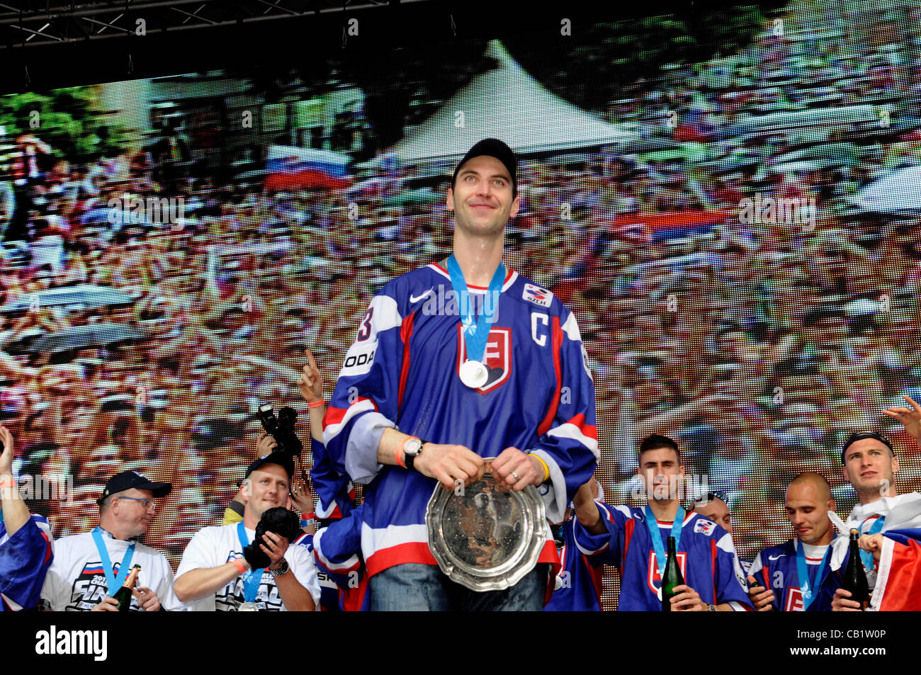 Slovak ice hockey player Zdeno Chara celebrated winning of silver