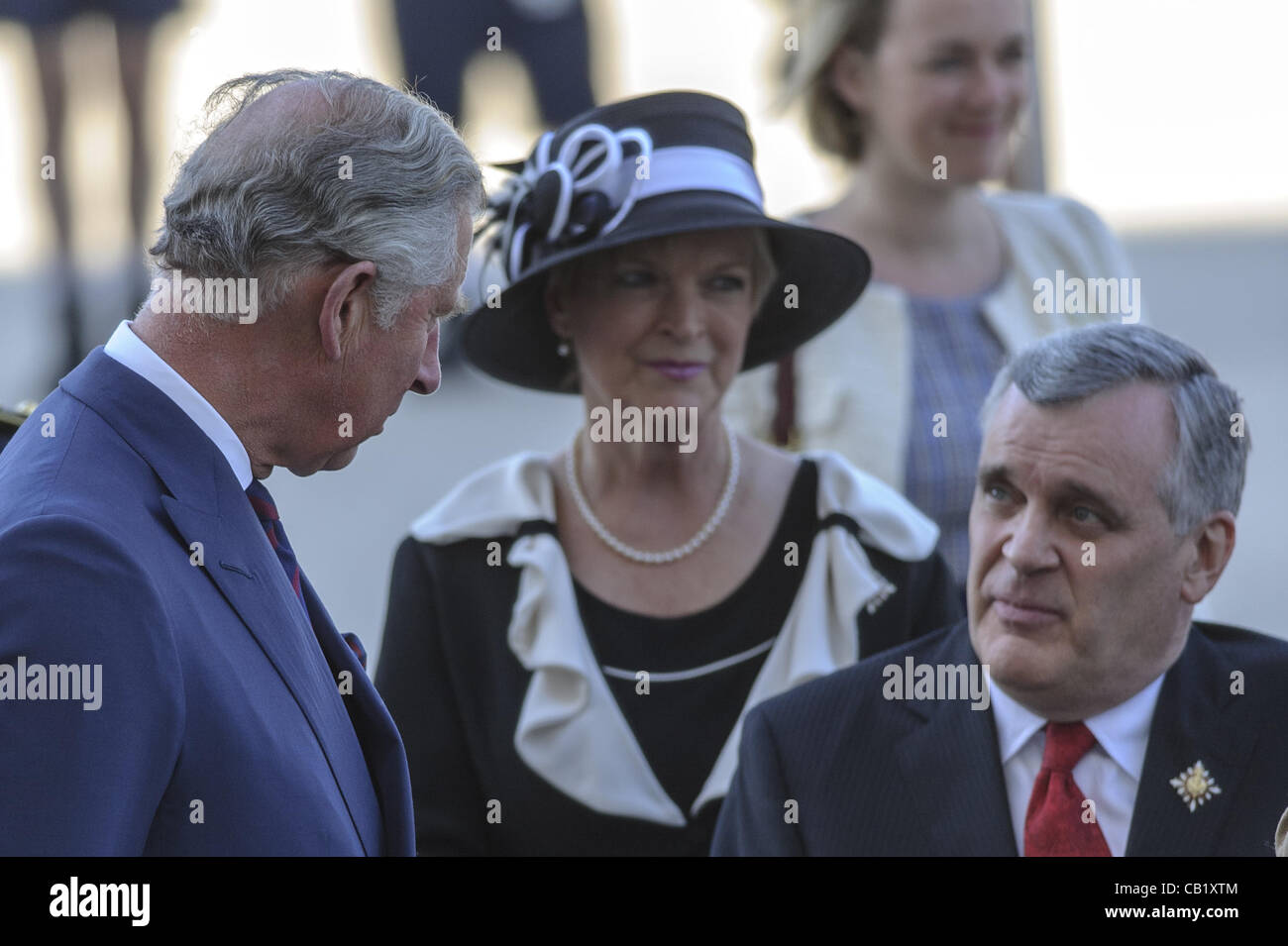 May 21, 2012 - Toronto, Ontario, Canada - PRINCE CHARLES and his wife CAMILLA, Duchess of Cornwall have kicked off the Ontario leg of their Canadian tour. In picture -  PRINCE CHARLES, Ontario Lieutenant Governor DAVID ONLEY, RUTH ANN ONLEY (Credit Image: © Igor Vidyashev/ZUMAPRESS.com) Stock Photo