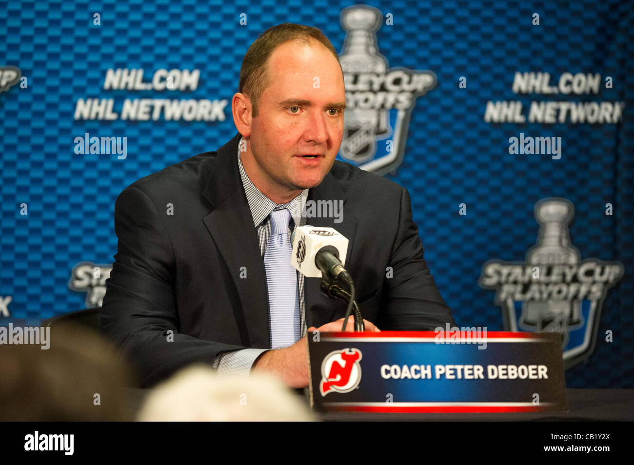 The Hanover Scorpion's new head coach Igors Pavlovs is introduced during a  press conference in Hanover, Germany, 22 May 2012. Pavlovs sign a one-year  contract with the first league ice hockey team.