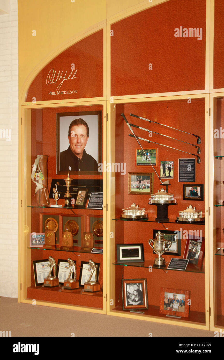 Phil Mickelson's exhibit case, MAY 7, 2012 - Golf : World Golf Hall of Fame  Induction Ceremony in St. Augustine, Florida, United States. (Photo by  Yasuhiro JJ Tanabe/AFLO Stock Photo - Alamy