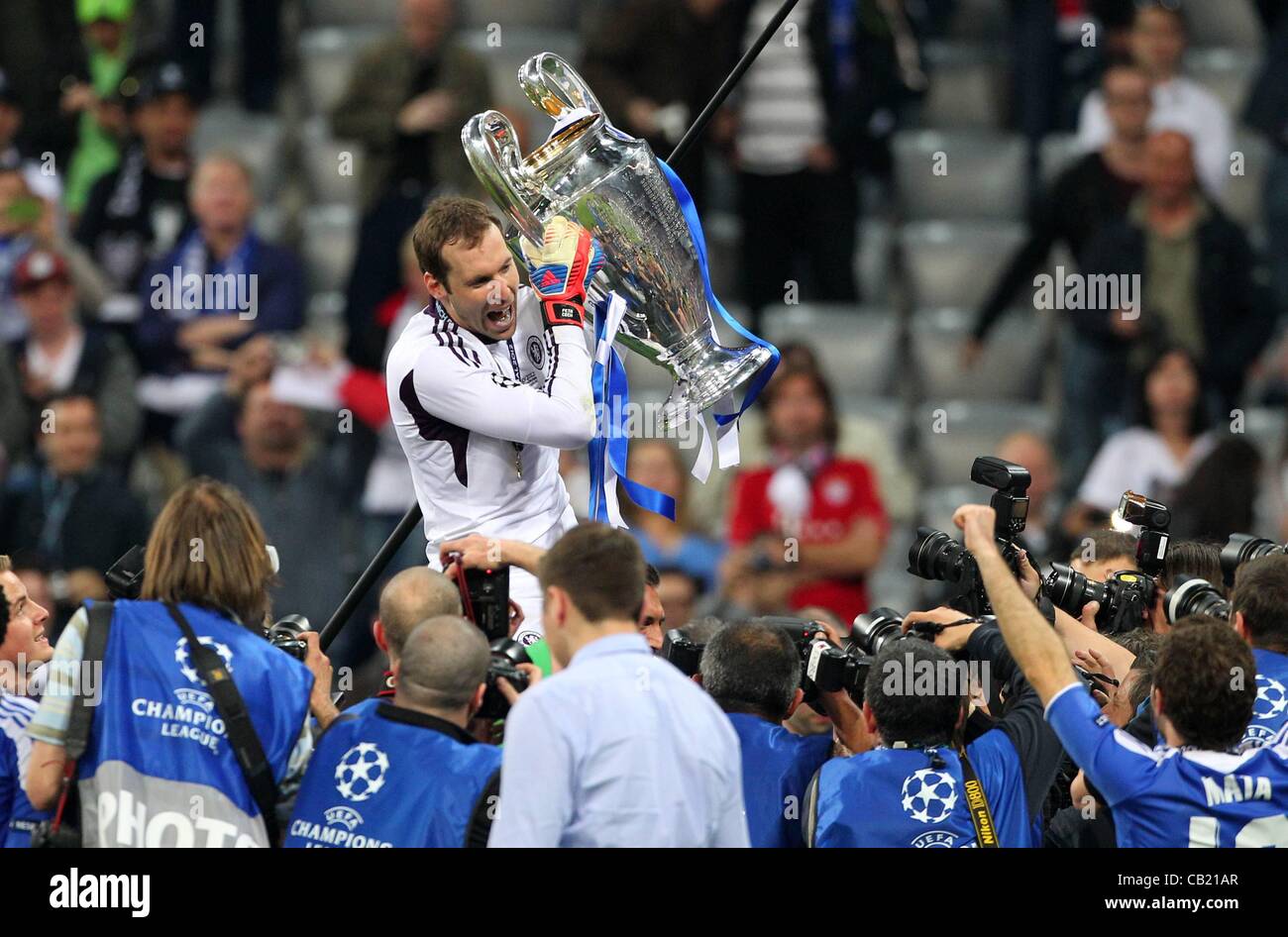 19.05.2012. Munich Germany. UEFA CHampions League final. Bayern Munich versus Chelsea FC. Allianz Arena, Munich, Germany.   Petr Cech with Cup Stock Photo