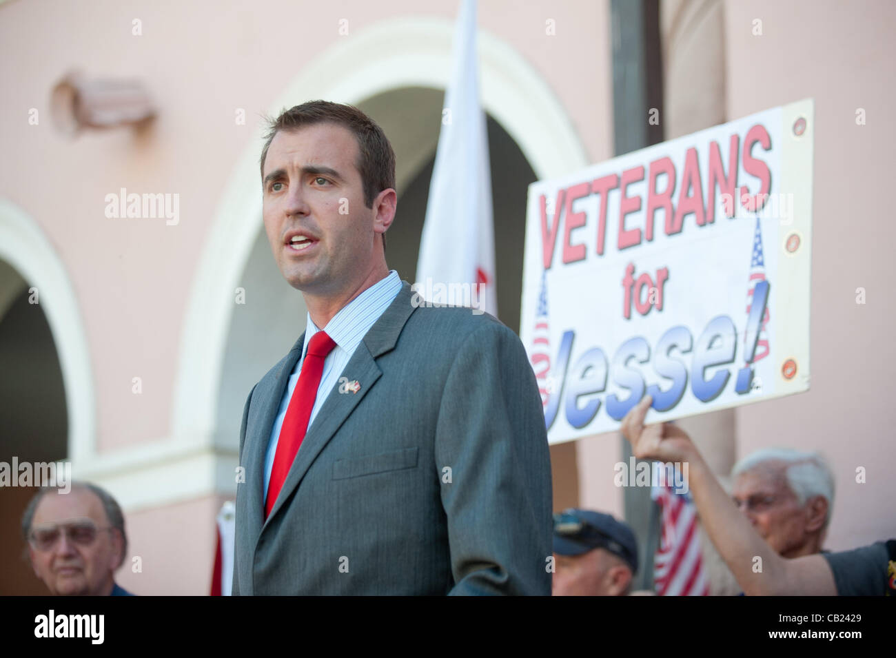 May 22, 2012 - Tucson, U.S - Arizona's special CD8 election GOP candidate JESSE KELLY held a brief press event on Tuesday announcing the support of Tucson, Ariz. veterans in the courtyard of the historic courthouse downtown.  Vets in attendance praised Kelly for standing by Tricare, the social healt Stock Photo