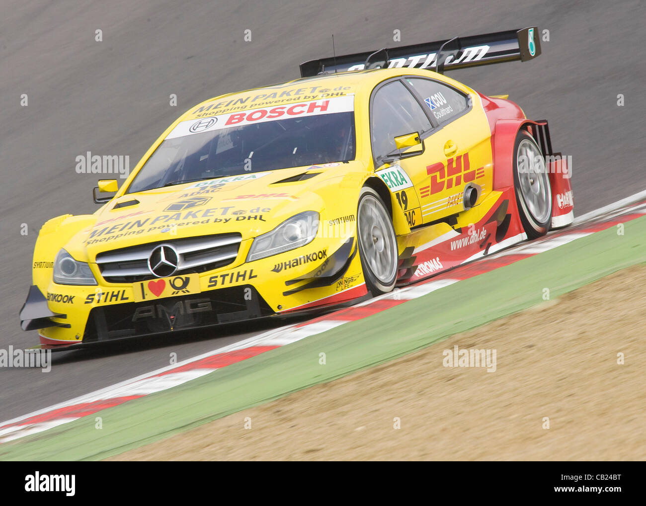 19.05.2012 Brands Hatch, David Coulthard driving the DHL Paket Mercedes C-Coupe in action during Saturday's Qualifying in the 2012 DTM Championship, Kent, England Stock Photo