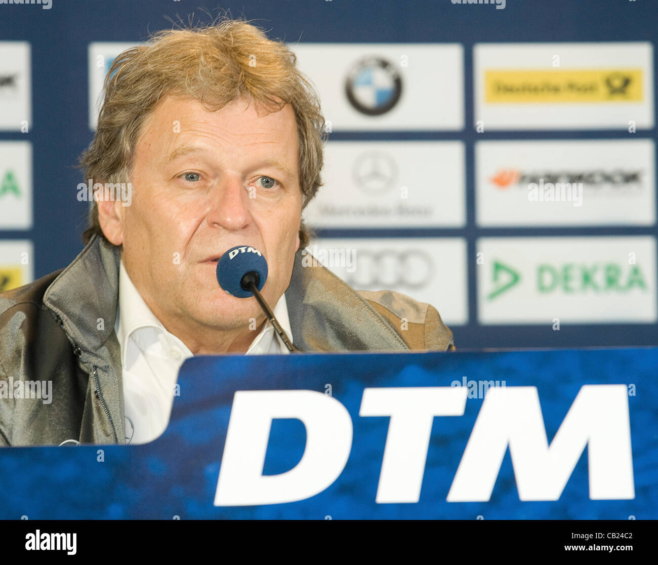 19.05.2012 DTM round 3, Brands Hatch, Mercedes Team Principal Norbert Haug in the post qualifying press conference after securing the front row of the grid for Sunday's Race in the 2012 DTM Championship, Kent, England Stock Photo