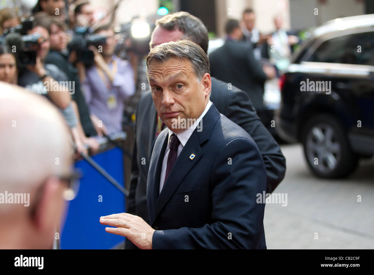 European Council, Brussels, Belgium. 23.05.2012 Picture shows Victor Orbrán, Prime Minister of Hungary, arriving at the Informal Dinner of Heads of State or Government for member nations of the EU, Brussels, Belgium. Stock Photo