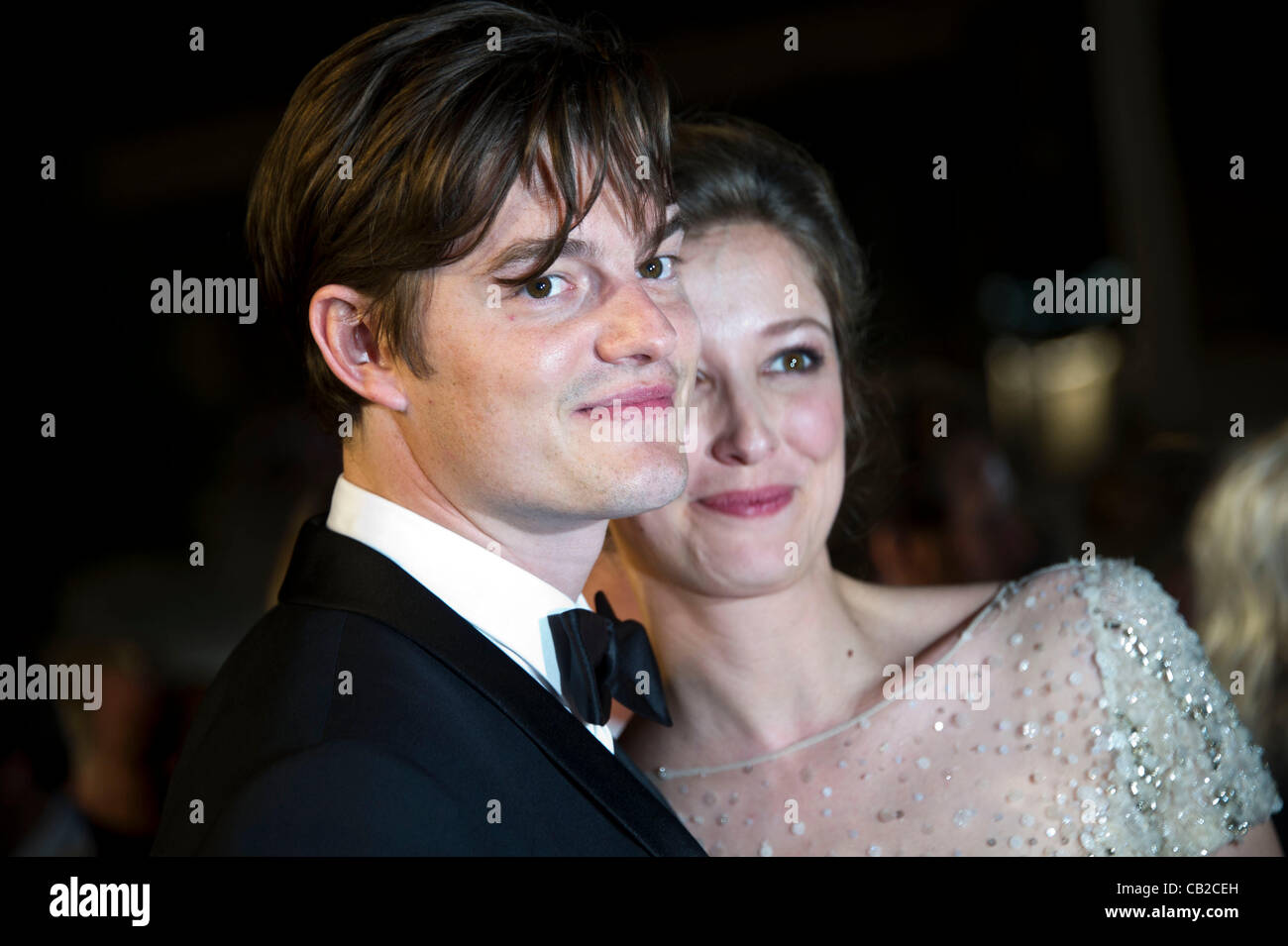 Sam Riley (actor) & guest at red carpet departures for film 'On The Road' 65th Cannes Film Festival 2012 Palais des Festival, Cannes, France Wed 23 May 2012 Stock Photo