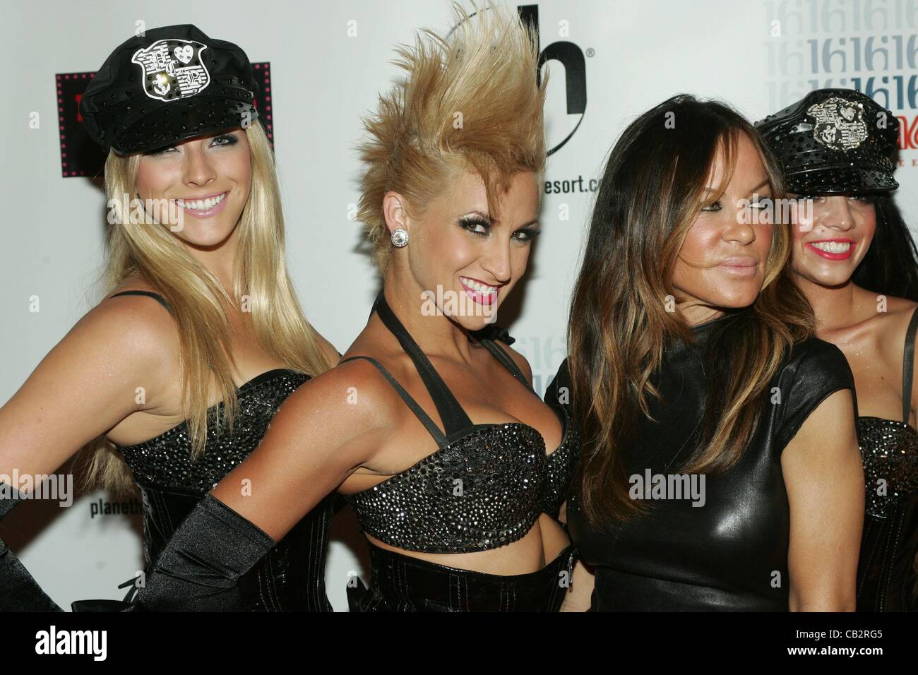 Megan Bostwick, Jenny Driebe, Robin Antin at a public appearance for Meagan Good at the Pussycat Dolls Burlesque Saloon, Gallery Nightclub at Planet Hollywood, Las Vegas, NV May 25, 2012. Photo By: James Atoa/Everett Collection Stock Photo