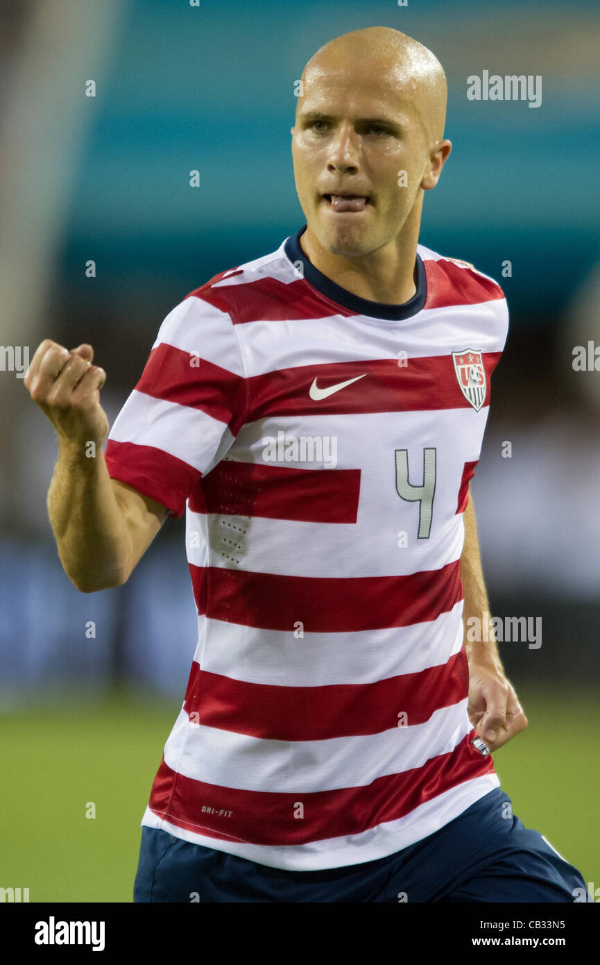 26.05.2012. Jacksonville, Florida, USA.  USA's Michael Bradley (4) celebrates after scoring a goal during the first half of play of the U.S. Men's National Soccer Team game against Scotland at Everbank Field in Jacksonville, FL. At halftime USA lead Scotland 2-1. USA ran out convincing winners by a  Stock Photo
