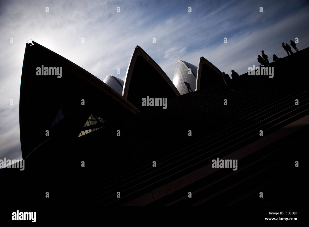 Sydney, Australia - 6 July 2009; The iconic Sydney Opera House. Silhouette of the roofline of the Sydney Opera House. Stock Photo