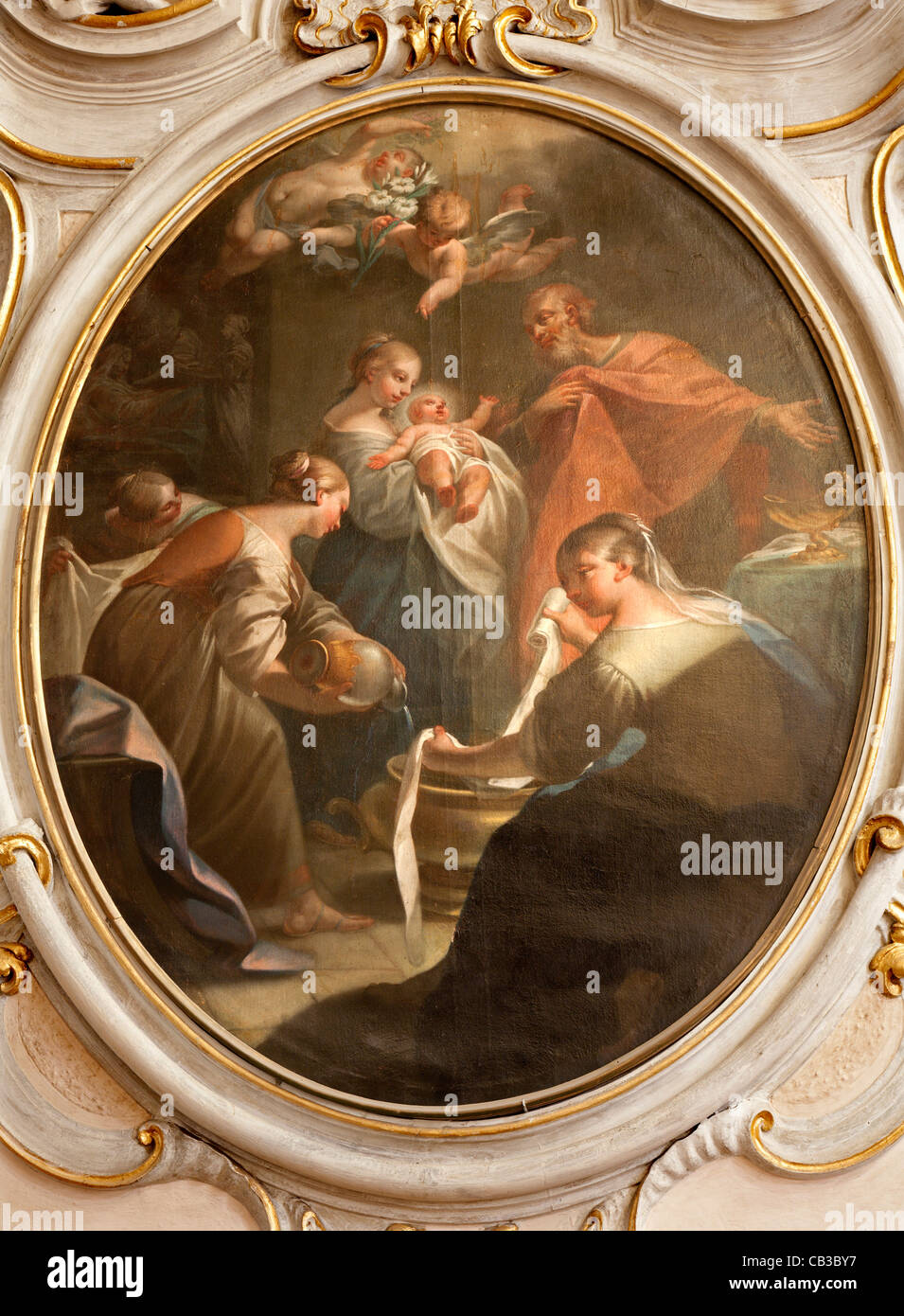 Milan - pain  of  Jesus birth from from San Alesandro church - christmas - bethlehem Stock Photo