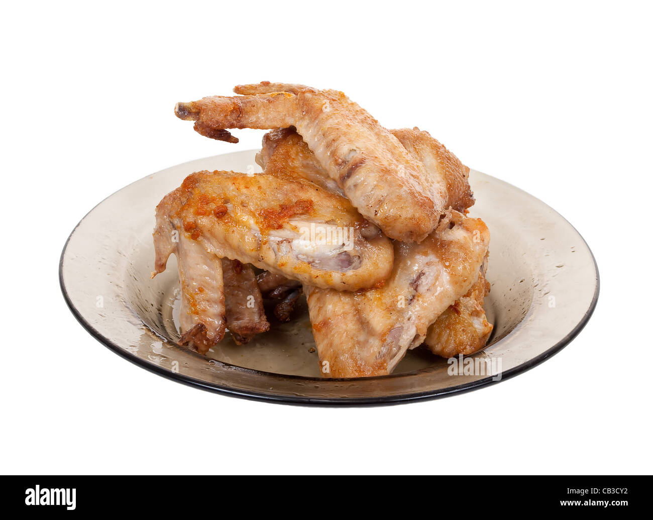 Fried chicken wing on plate Stock Photo