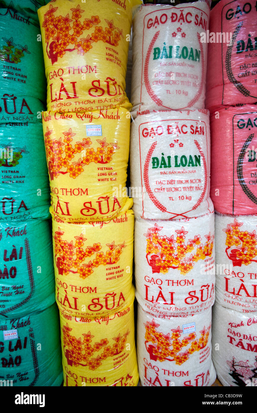 Vietnam, Danang, Han Market, Sacks of Rice Stock Photo - Alamy