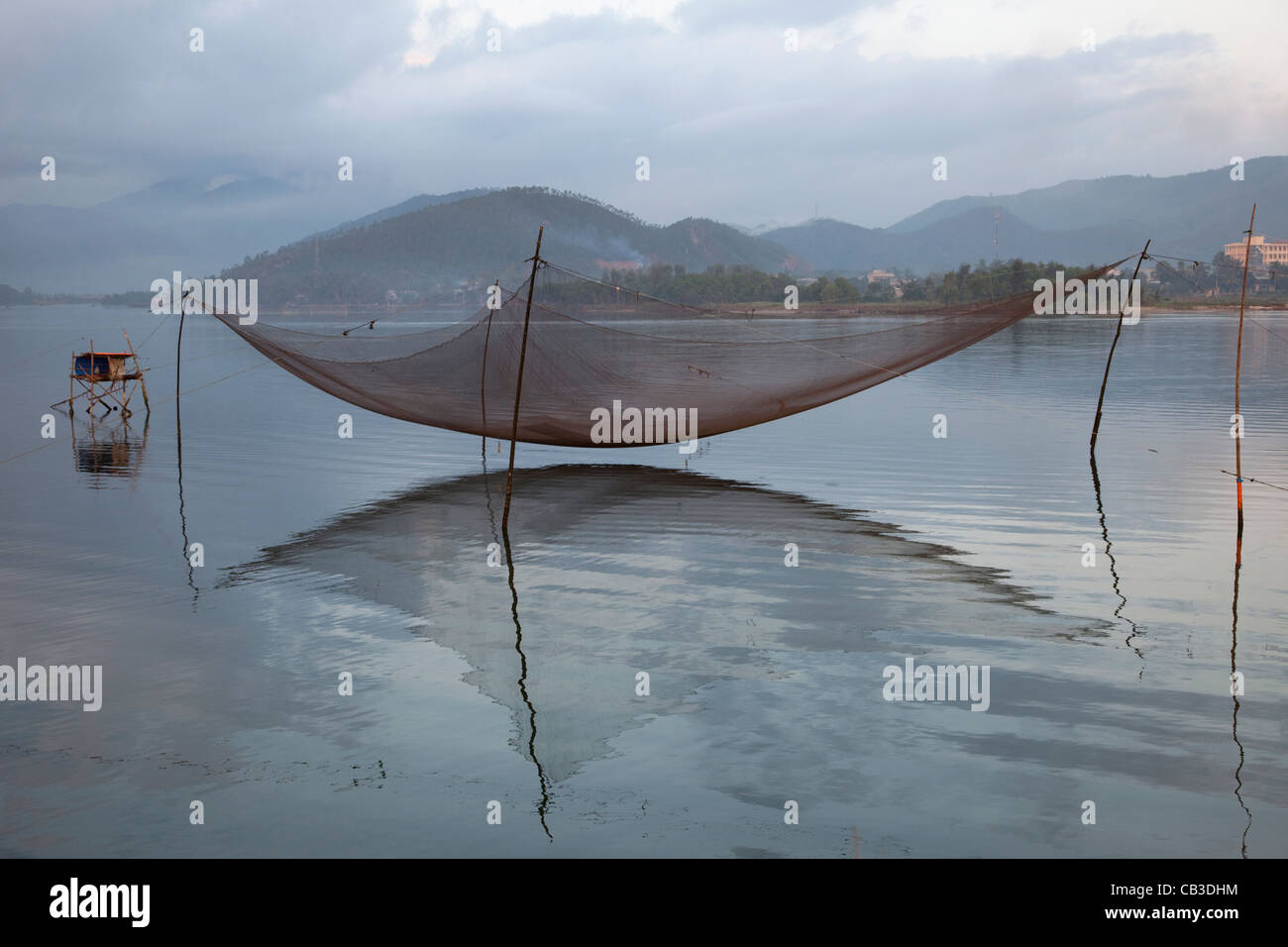 Wooden boats with large fishing nets in Da Nang, Vietnam Stock Photo - Alamy
